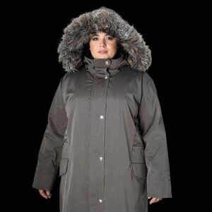 Plus Size Womens Heavy Puffer Quilt Lined Fur Hooded Parka Ski Winter Jacket